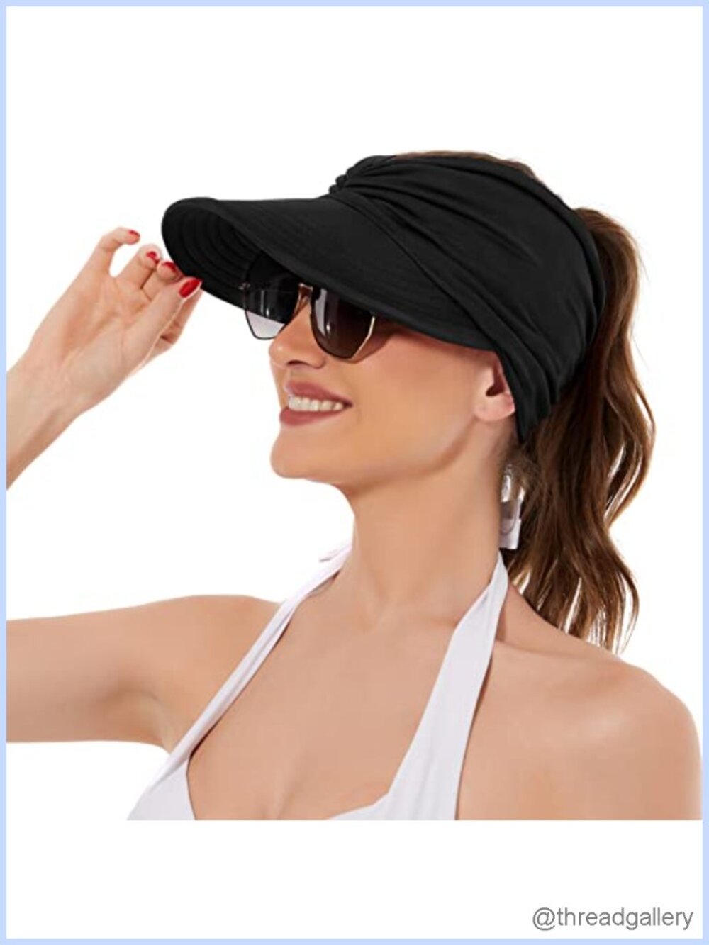 Wide Brim Ponytail Visor Lightweight Packable UV Sun Protection